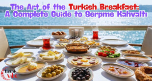 Traditional lavish Turkish Breakfast spread overlooking the Bosphorus in Istanbul.