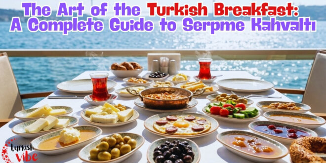 Traditional lavish Turkish Breakfast spread overlooking the Bosphorus in Istanbul.