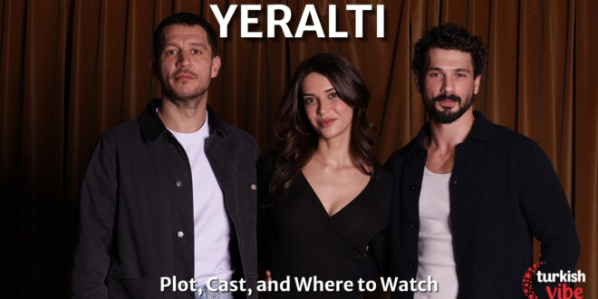 Yeralti Turkish series cast Caner Topcu and Sumeyye Aydogan in a dramatic scene from the 2026 drama Underground.