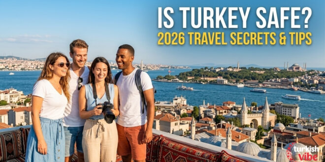 Is Turkey safe for tourists 2026 travel guide featuring happy travelers in Istanbul