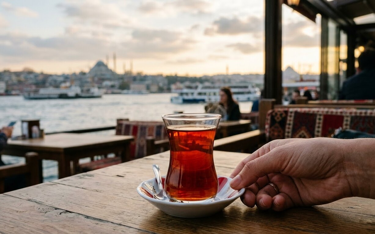 When you go to Türkiye, you'll notice that "rabbit's blood" tea is the most commonly consumed beverage. This tea is usually served in "thin-waisted" glasses.